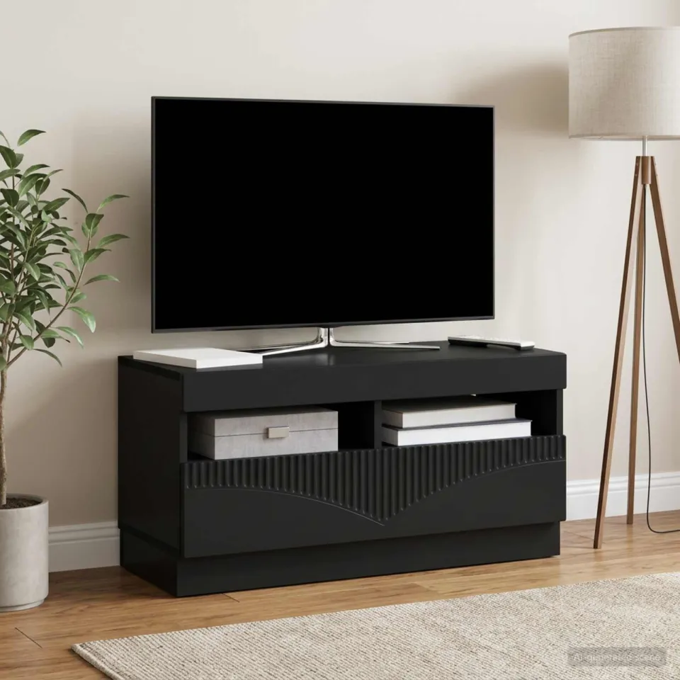 vidaXL LED tv-meubel Zwart Bewerkt hout, foto 4