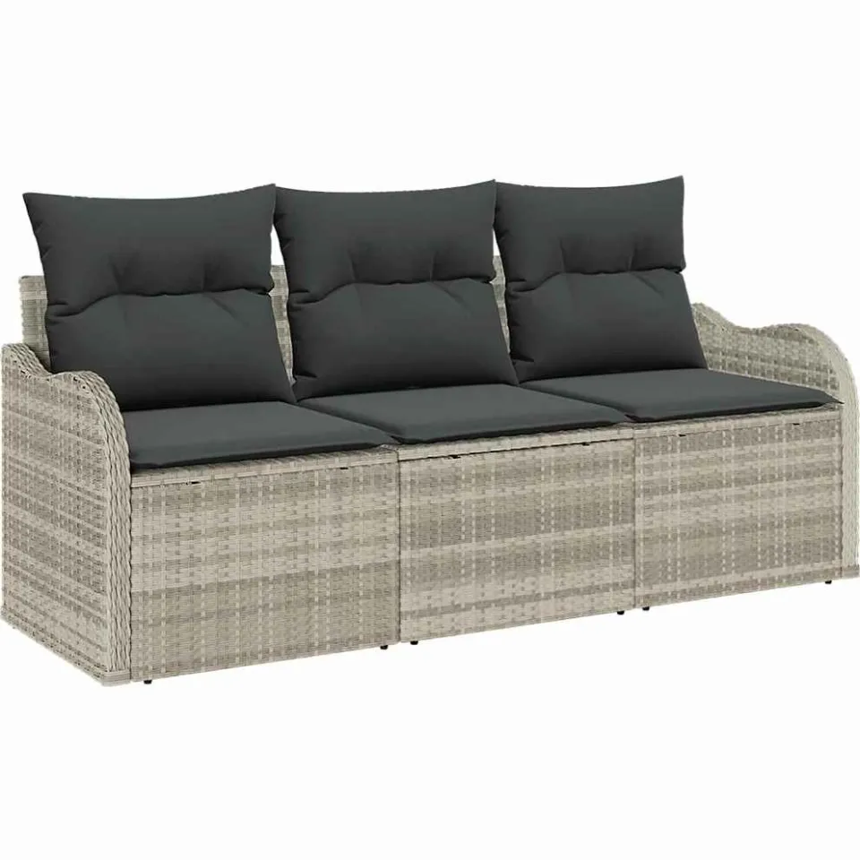 vidaXL Tuin Sofa Set 3 st Lichtgrijs Poly riet