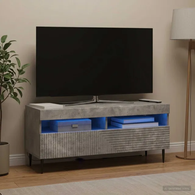 vidaXL LED tv-meubel HAARLEM 100 x 35 x 43 cm Betongrijs Bewerkt hout