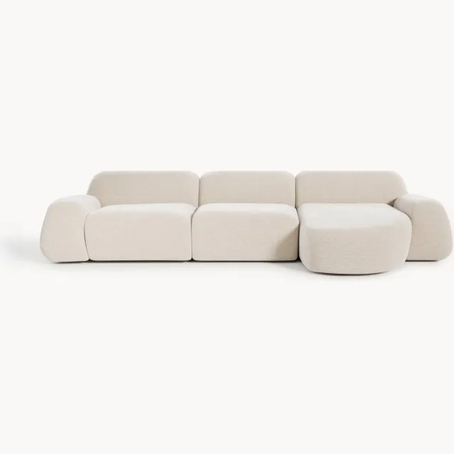 Westwing Collection Modulaire teddy-hoekbank Wolke (4-zits) beige