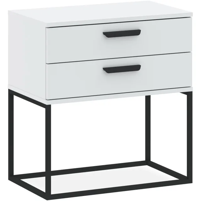KONSIMO RECTUS Nachtkastje - met lades - Bijzettafel - Wit - 60x65x39 cm