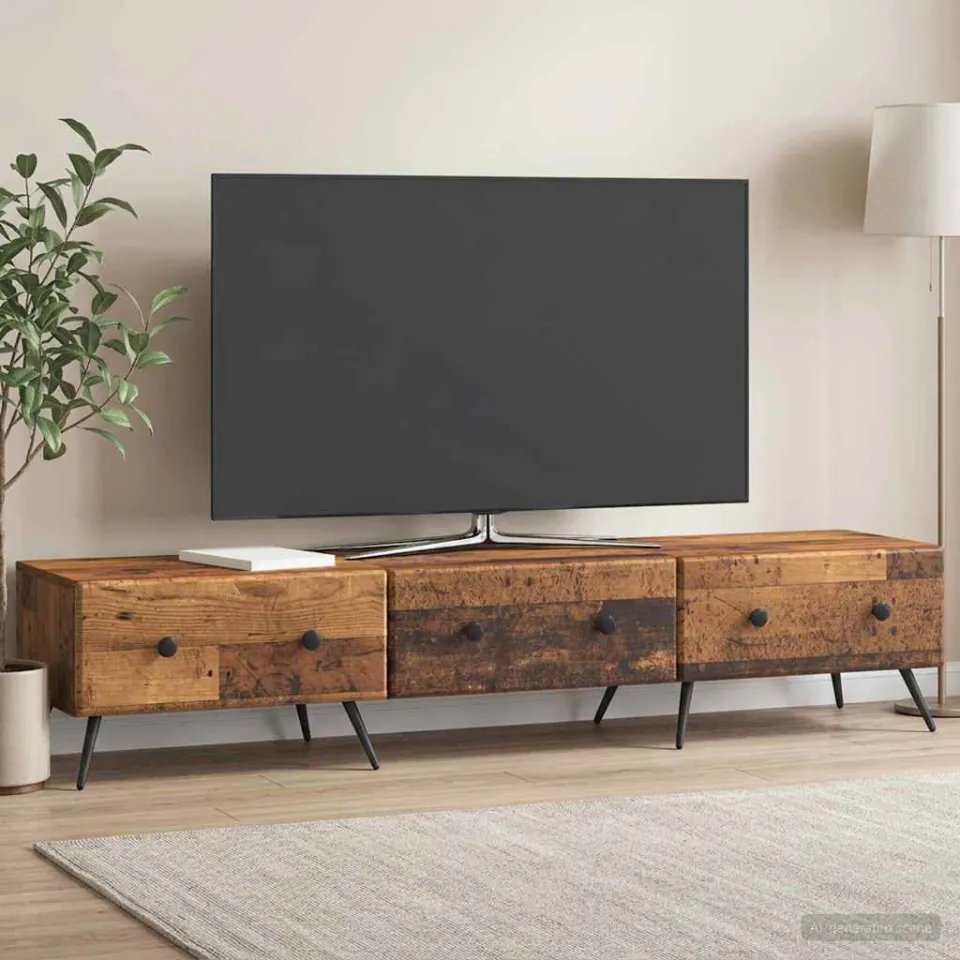 vidaXL TV-kast met lade Oud hout 147 x 34,5 x 30 cm Bewerkt hout bruin, foto 4