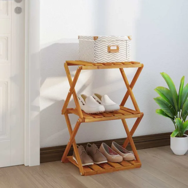 vidaXL Schappenkast inklapbaar 3-laags 43x31x63 cm acaciahout bruin, foto 2