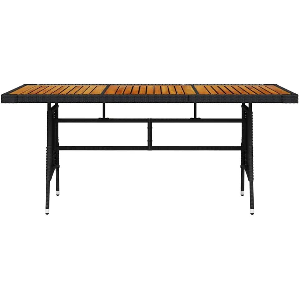 vidaXL Tuintafel 160x70x72 cm poly rattan en massief acaciahout zwart