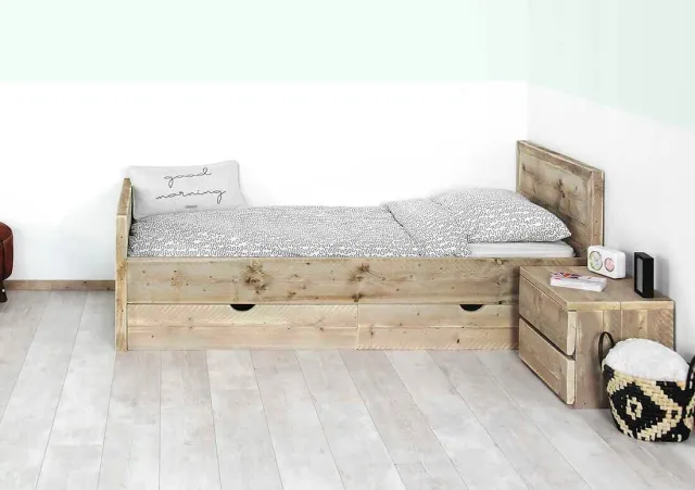 NordXL Steigerhouten bed Destin met hoofdbord en voeteneind
