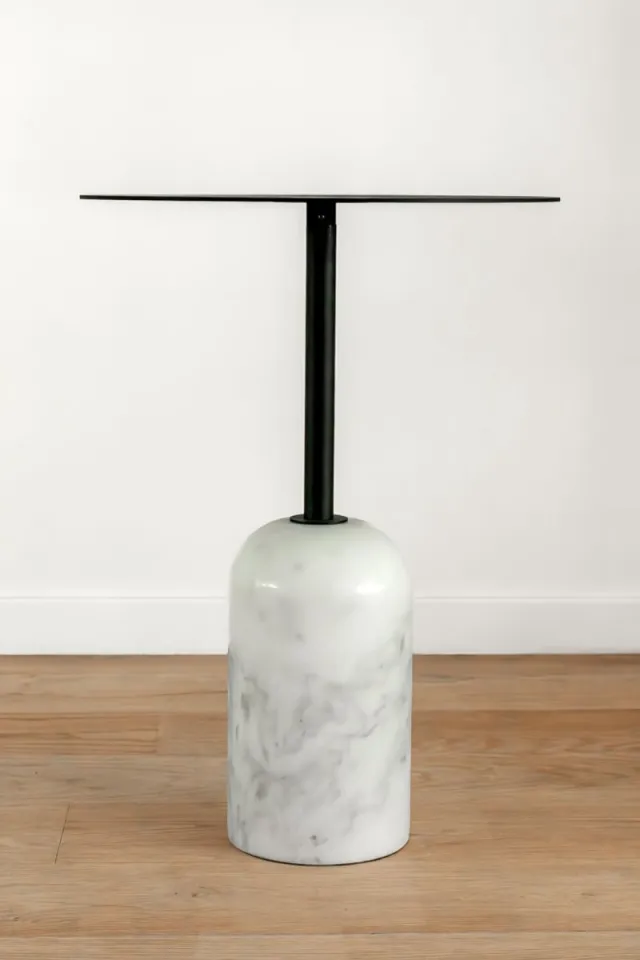 VL Home VLHOME Nordic moderne marmeren bijzettafel 40⌀ x 55H zwart- wit zwart & wit