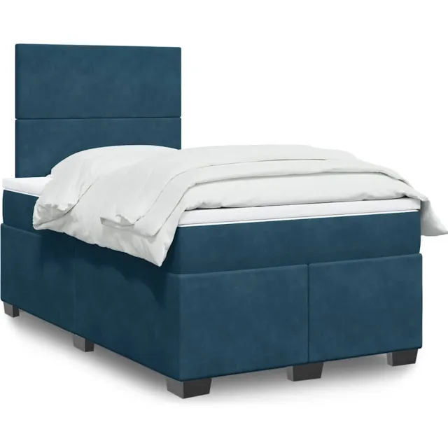 vidaXL Boxspring met matras fluweel blauw 120x200 cm