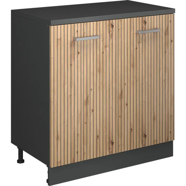 Vicco Keukenkast voor schuine wand R-Line, Artisanaal eiken, 80 cm zonder schuine kant met 2 deuren Artisanaal eiken/Antraciet