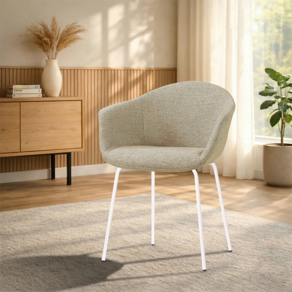Nolon Nora-Otis eetkamerstoel taupe melange - wit onderstel, foto 2