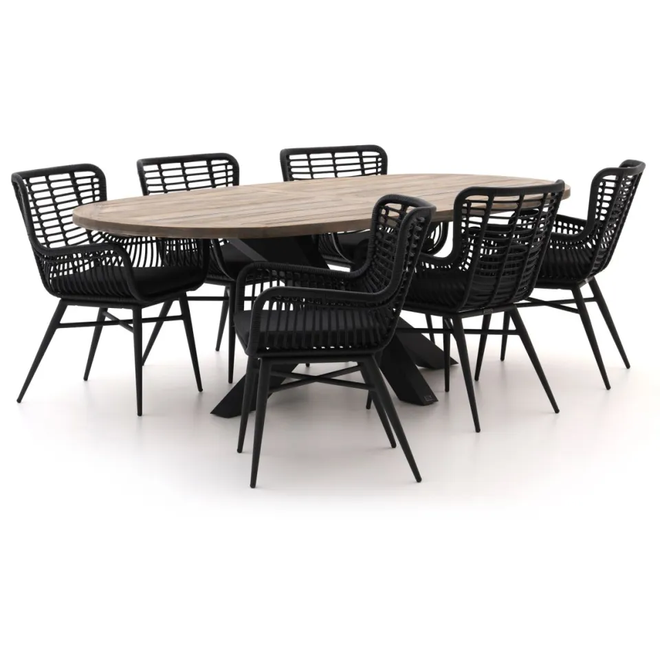 Intenso Furniture Intenso Asti/Rough-Y Ellips 240cm dining tuinset 7-delig grijs, foto 5