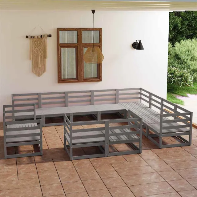 vidaXL 12-delige Loungeset massief grenenhout grijs, foto 2