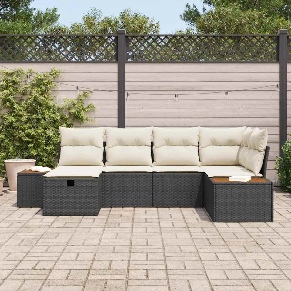 vidaXL Tuin Sofa Set Zwart poly rattan, foto 3