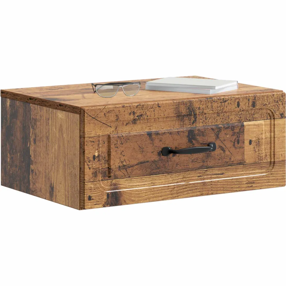 vidaXL Wandbeugel Bedkast 2 st Oud hout 49 x 34,5 x 20 cm Bewerkt hout Bruin