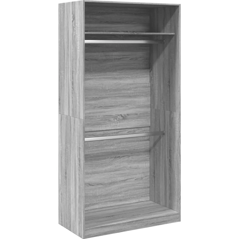vidaXL Kledingkast 100x50x200 cm bewerkt hout grijs sonoma eikenkleur, foto 3