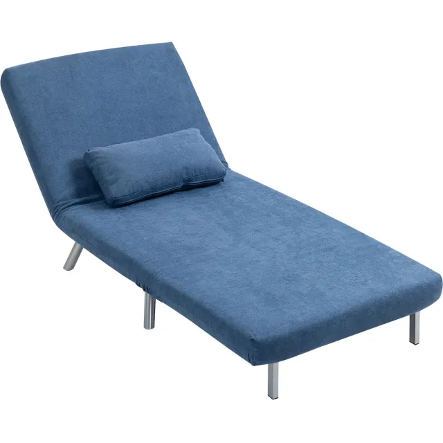 Homona Slaapfauteuil - Met in 5 standen verstelbare rugleuning - Inclusief kussen - 80 x 75 x 83 cm - Blauw