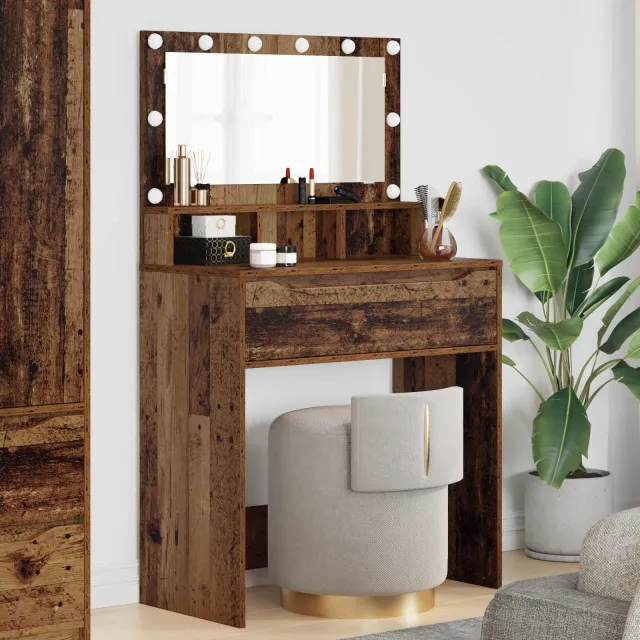 vidaXL Slaapkamer Kaptafels Oud hout 80 x 39,5 x 135 cm Bewerkt hout bruin, foto 2