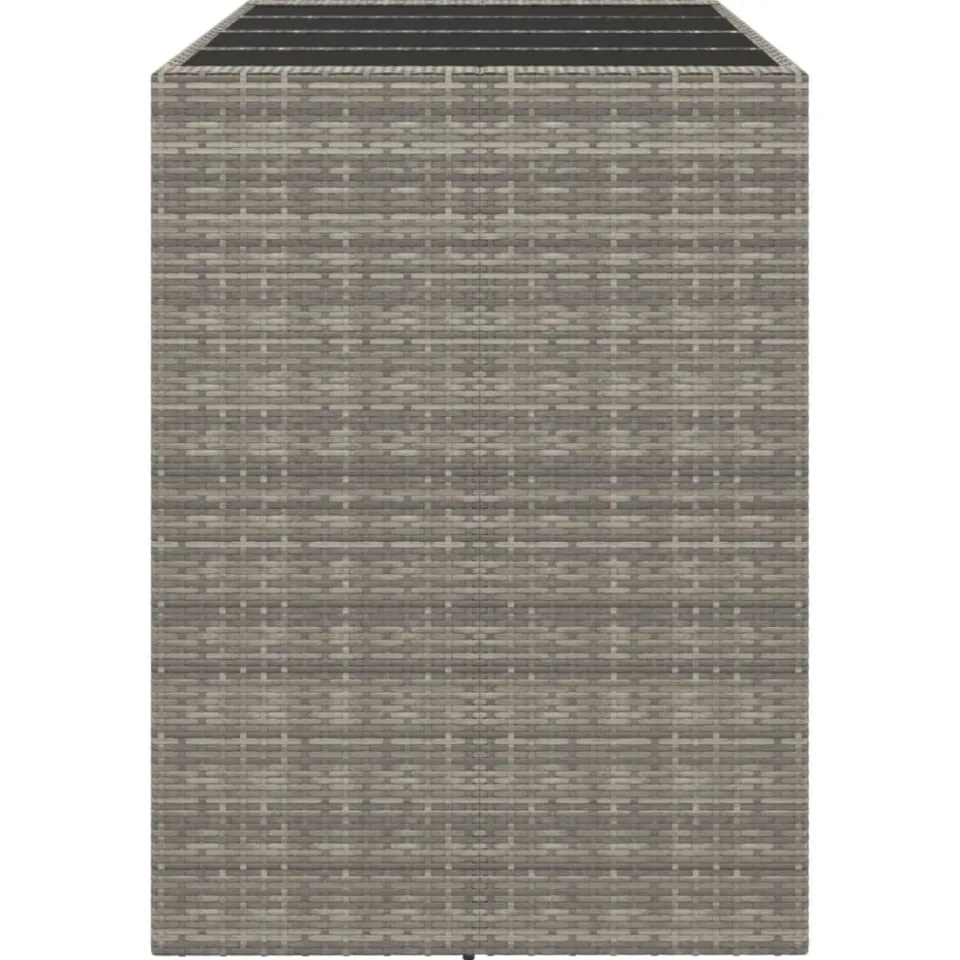 vidaXL Bartafel met glazen blad 145x80x110 cm poly rattan grijs, foto 4