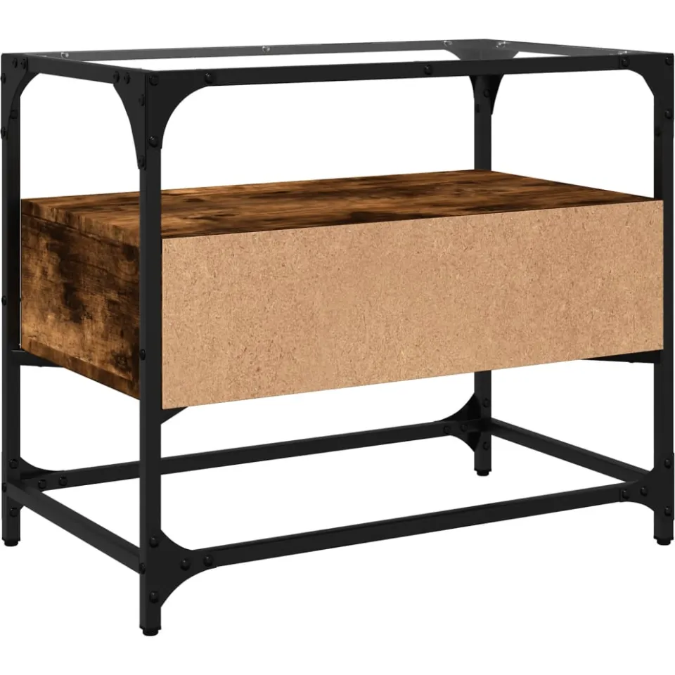 vidaXL Tv-meubel met glazen blad 60x35x51 cm hout gerookt eikenkleurig, foto 4