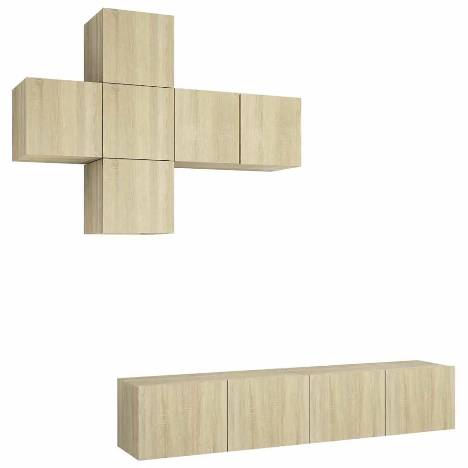 vidaXL 7-delige Tv-meubelset bewerkt hout sonoma eikenkleurig Bruin