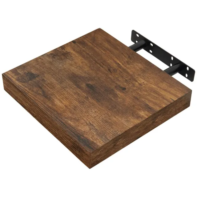 Famanu Vrij zwevend wandplank, boekenplank van hout voor boeken, foto's en decoratie, afmetingen 30 x 23 x 3,8 cm, vintage bruin