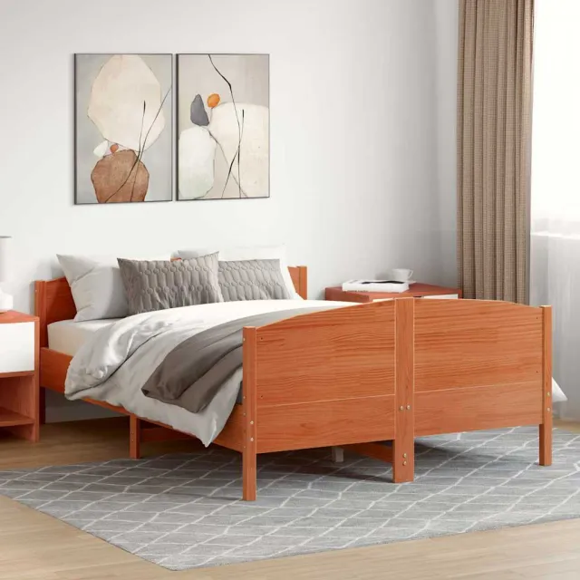 vidaXL Bed met matras massief grenenhout wasbruin 140x190 cm bruin