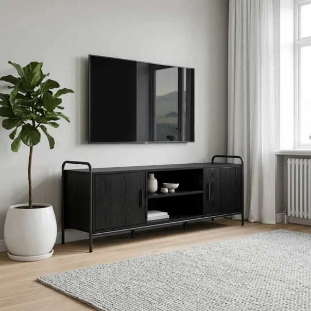 vidaXL Tv-meubel 133 x 33 x 50 cm Zwart eiken Bewerkt hout