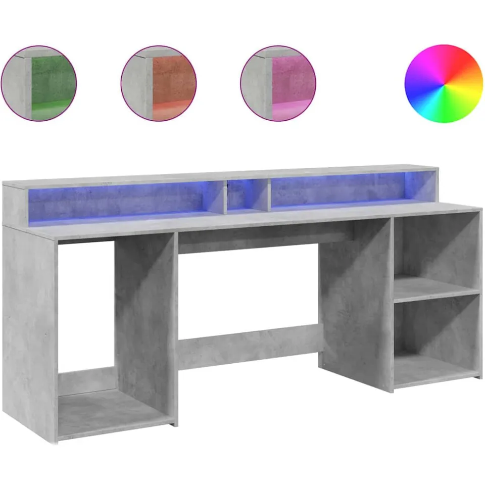 vidaXL Desk Betongrijs 200 x 55 x 91 cm Engineered Wood