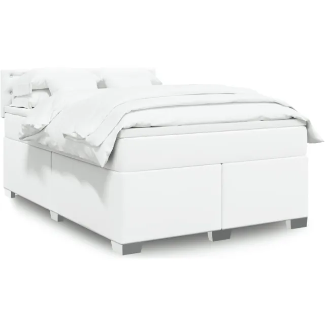 vidaXL Boxspring met matras kunstleer wit 140x200 cm