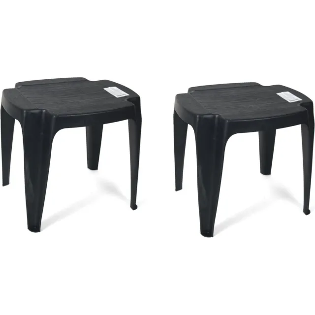 Gerimport Tuin bijzettafeltje/voetenbankje - 2x stuks - antraciet - kunststof - 42 x 37 x 38 cm Zwart