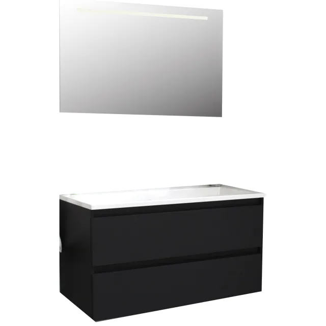 Boss & Wessing Pepper badkamermeubel mat zwart met acryl wastafel en spiegel