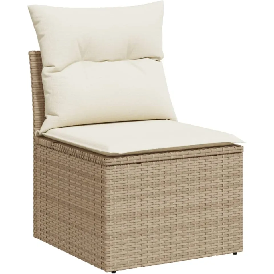 vidaXL 9-delige Loungeset met kussens poly rattan beige, foto 4