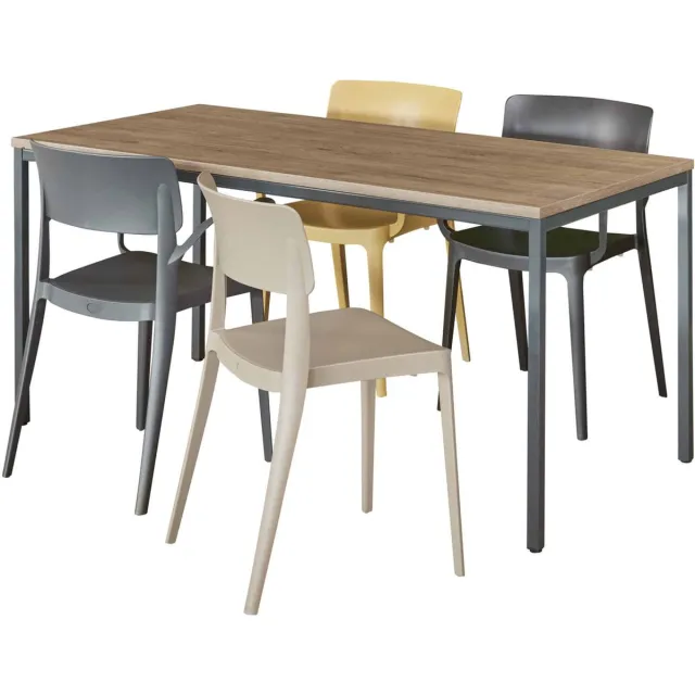ABC Kantoormeubelen Bureautafel of kantinetafel breed 120CM diep 80CM bladkleur Halifax Eiken framekleur Antraciet (Ral 7016) Antraciet (Ral 7016)/Halifax Eiken