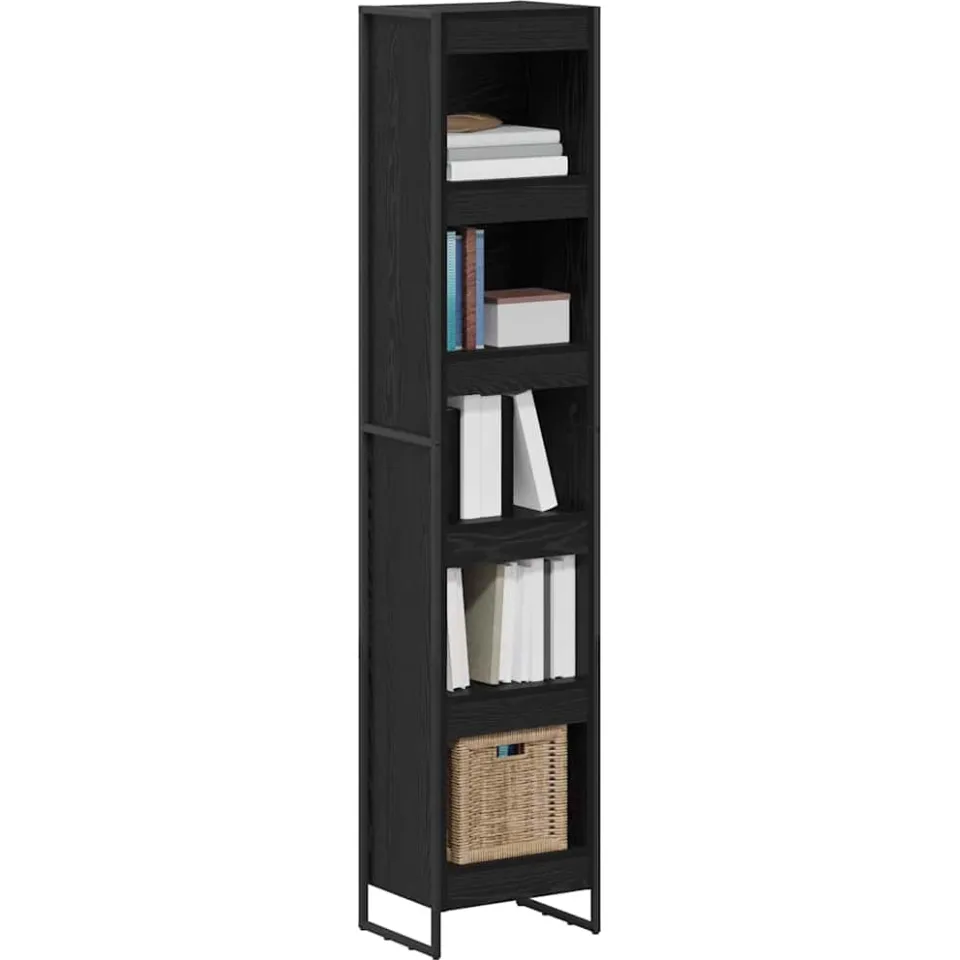 vidaXL Boekenkast 40 x 30 x 189,5 cm Bewerkt hout Zwart Eiken