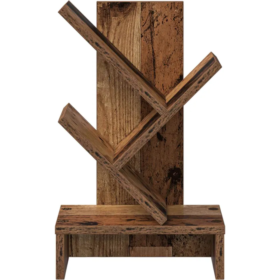 vidaXL Boomvormige boekenplank met 3 planken 30 x 18 x 48 cm Oud hout bruin, foto 4