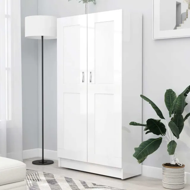 vidaXL Boekenkast 82,5x30,5x150 cm bewerkt hout hoogglans wit, foto 2