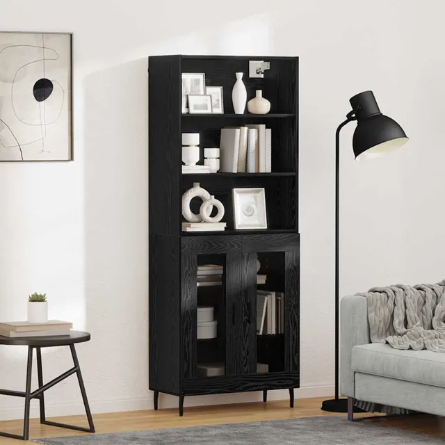 vidaXL Hoge kast 2 st Zwart Eiken 69,5 x 32,5 x 180 cm Bewerkt hout, foto 2