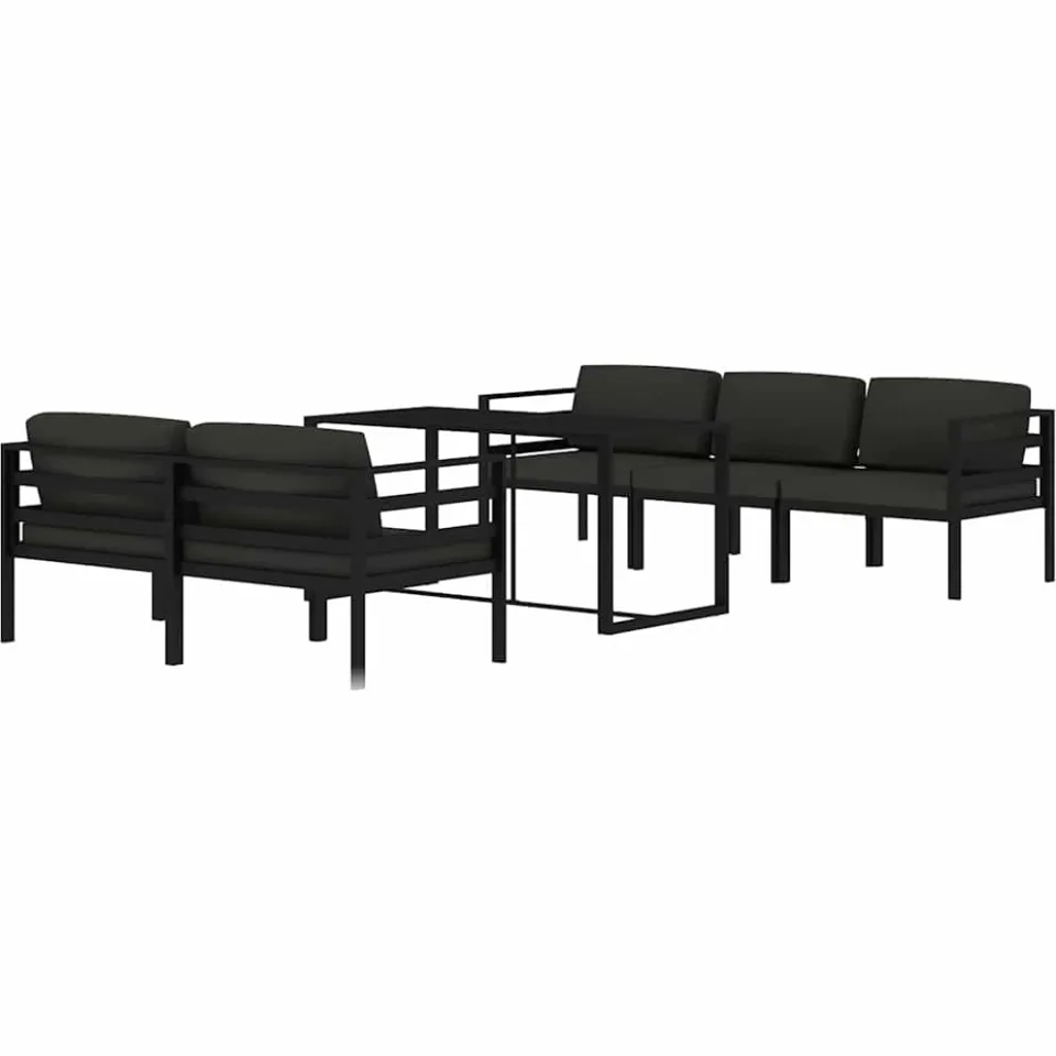 vidaXL 6-delige Loungeset met kussens aluminium antracietkleurig, foto 3