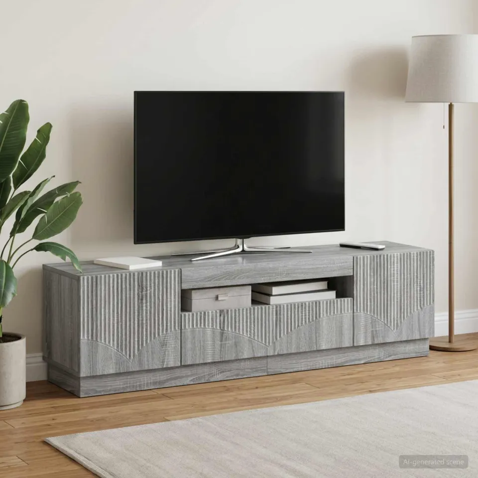 vidaXL LED tv-meubel Grijs Sonoma Bewerkt hout, foto 4