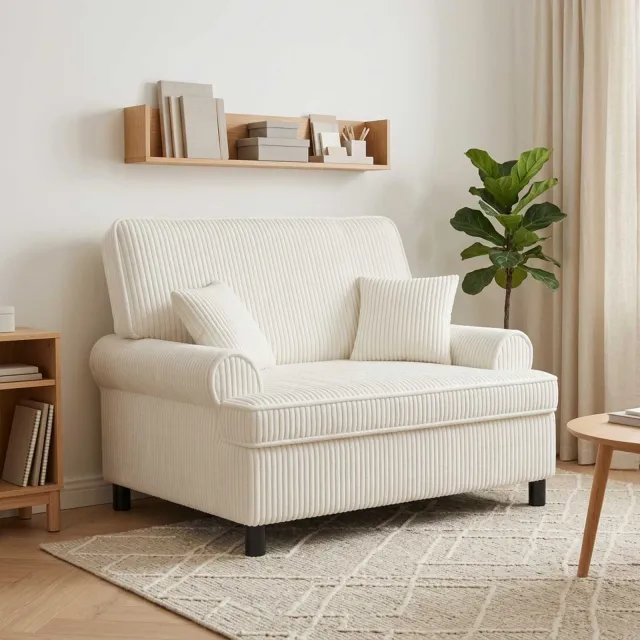 vidaXL XXL fauteuil met kussens Crèmekleurig 1,5 Lijnen Stof