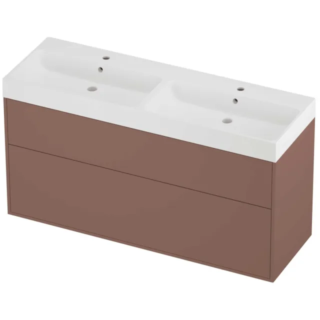 Proline Podium Badmeubelset Polystone Loft 2 Laden 140x46x75 cm Mat White Beauty Blush Rosé Goud