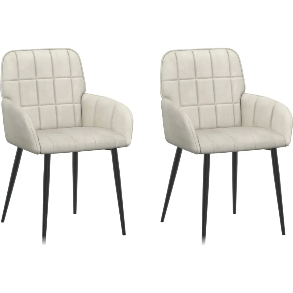 vidaXL Eettafelstoelen 2 st fluweel Crèmekleurig 56.5 x 50 x 85 cm, foto 3