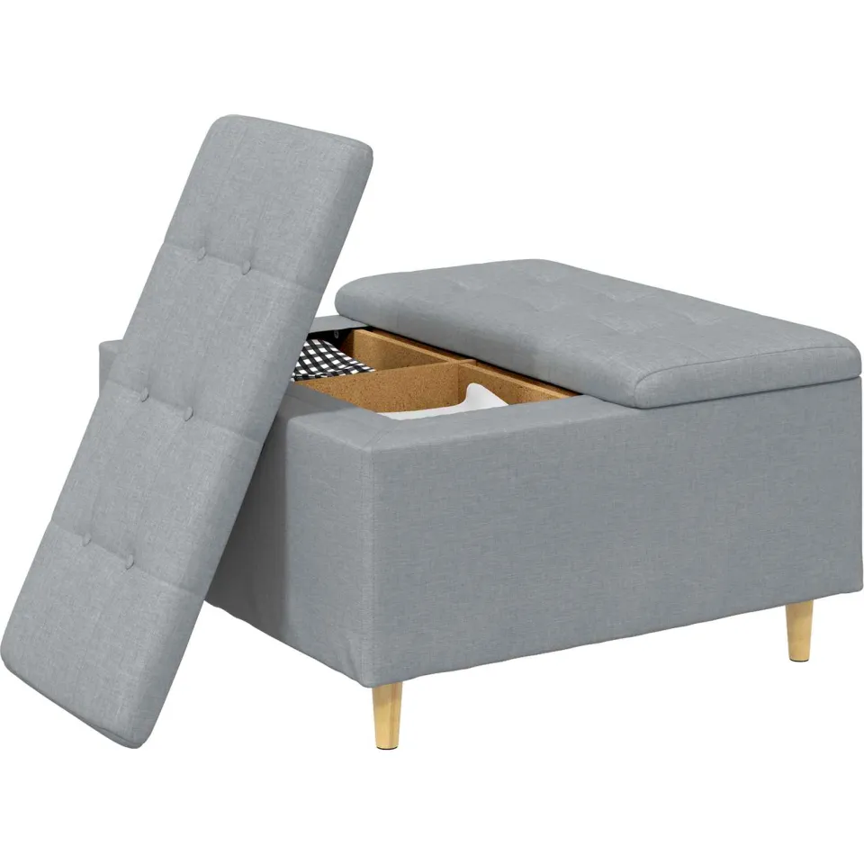vidaXL Ottoman met Opbergruimte Lichtgrijs 80 x 80 x 45 cm Stof