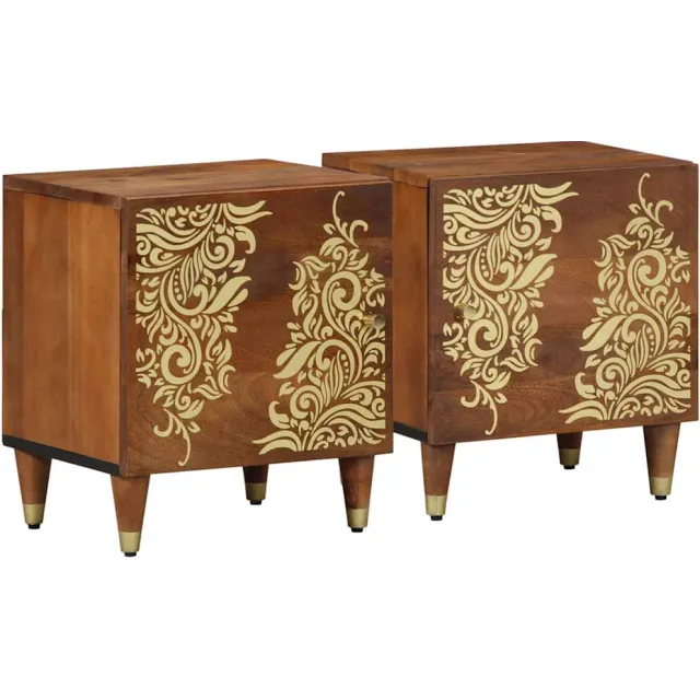 vidaXL Nachtkastje met Deur 2 st Honingbruin 40 x 33 x 46 cm