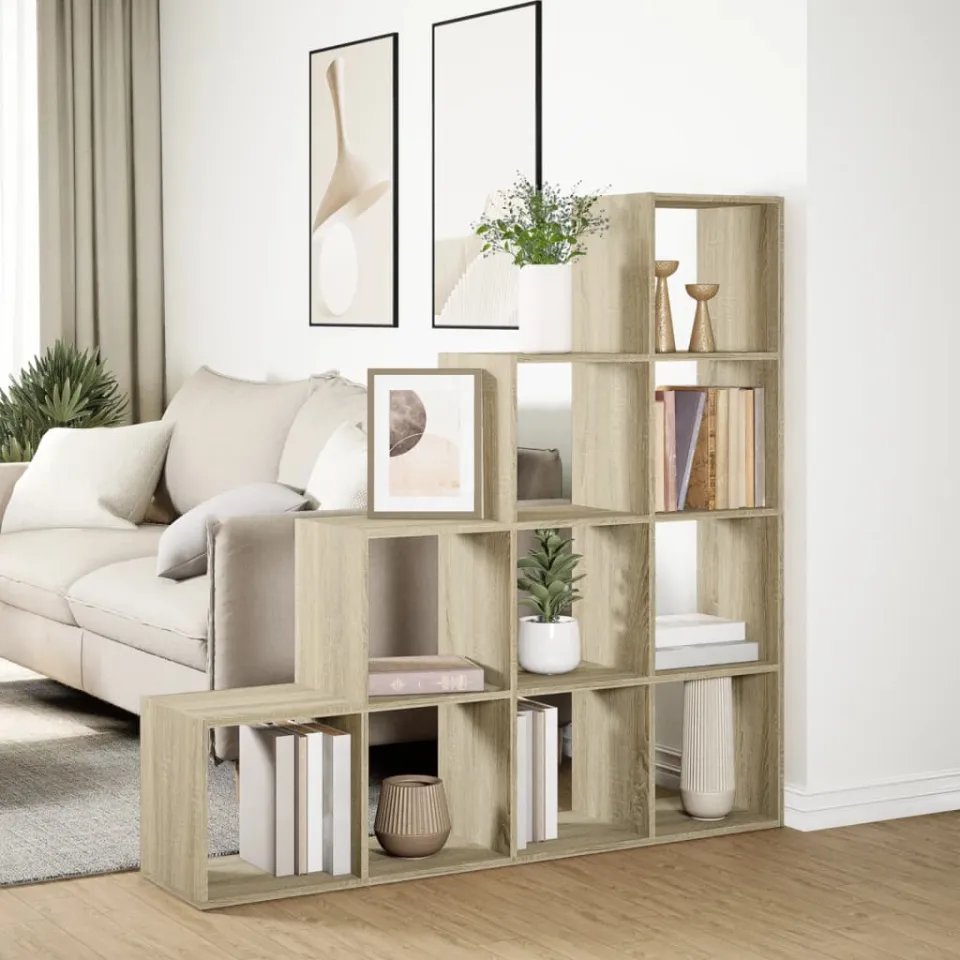 vidaXL Kamerscherm / boekenkast 131,5x29x131,5 cm hout sonoma eiken, foto 3