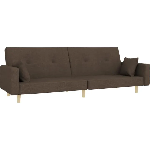 vidaXL Slaapbank - 2-zits - met - 2 - kussens - stof - taupe