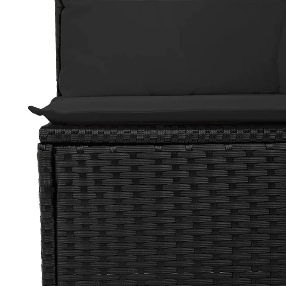 vidaXL 7-delige Loungeset met kussens poly rattan zwart, foto 4