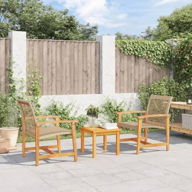 Laura Tuinstoelen Set 2 stuks Beige Polyrotan met Armleuningen en Houten Rugleuning 64x63x80 cm – Comfortabele Buitentoelen voor Terras, Tuin, Balkon, Laura