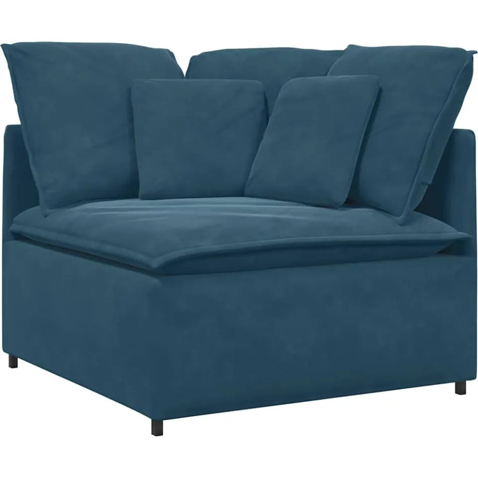 vidaXL Modulaire hoekmodule bank met kussens 100 cm blauw, foto 3