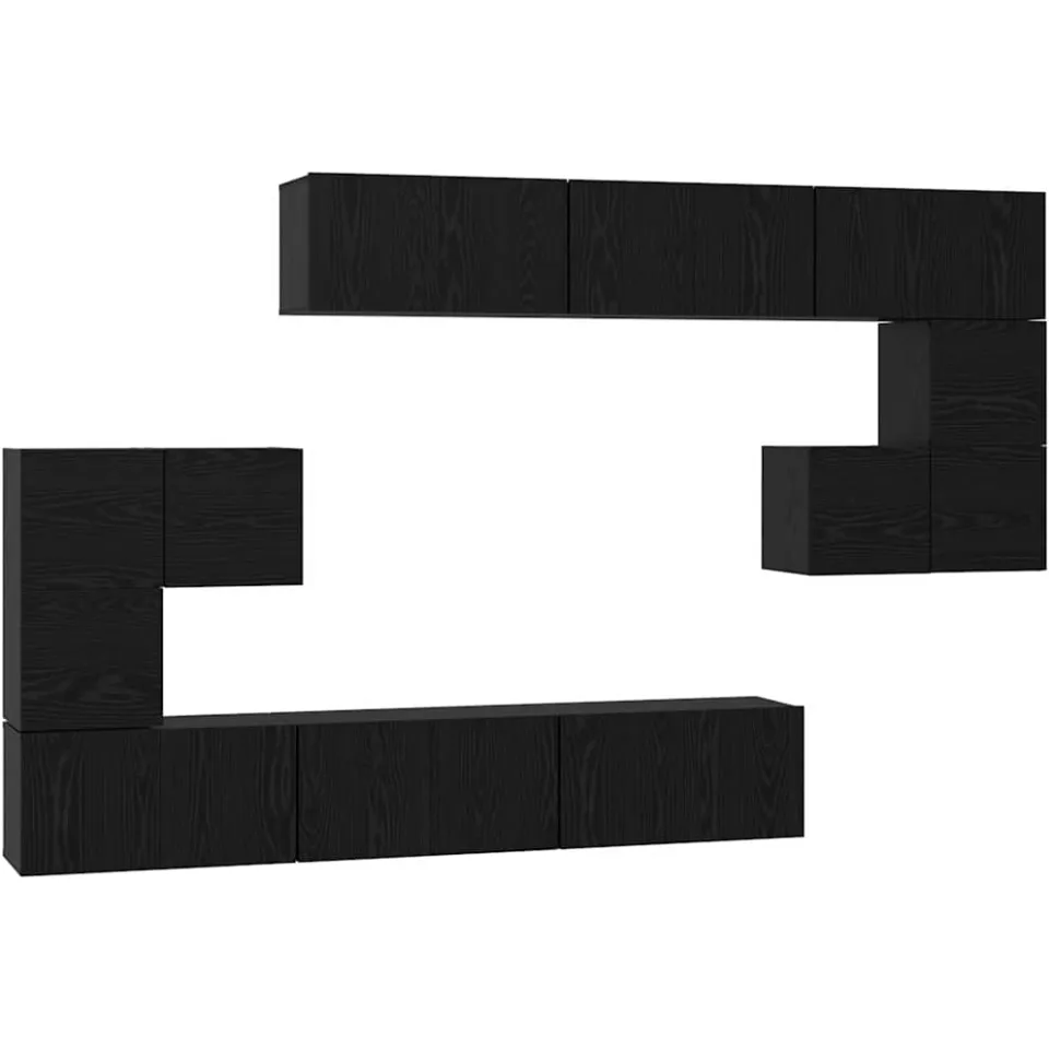vidaXL Tv-meubelset 10 st 60 x 30 x 30 cm Zwart Eiken