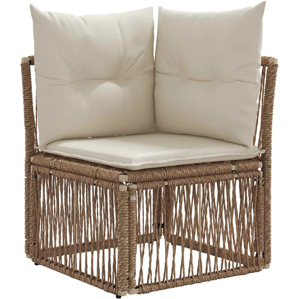 vidaXL Tuinbankenset 4 st 4-zits Beige poly rattan, foto 4